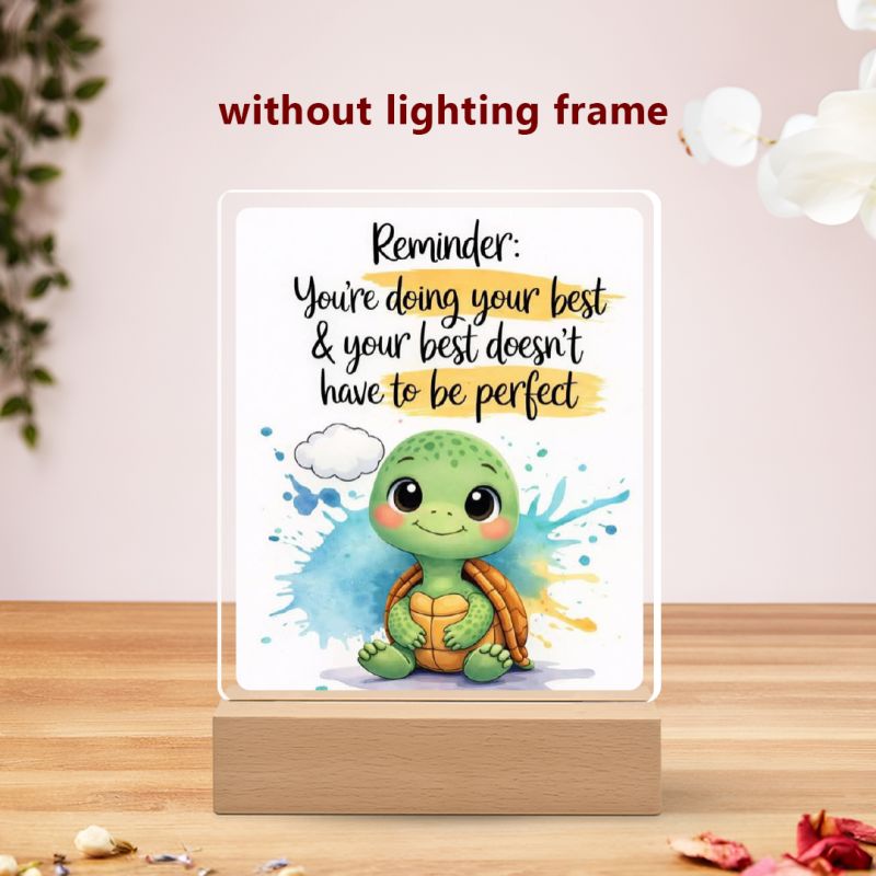 Celebrate effort, not perfection! Display this wooden-base acrylic plaque as a daily reminder to do your best without pressure.