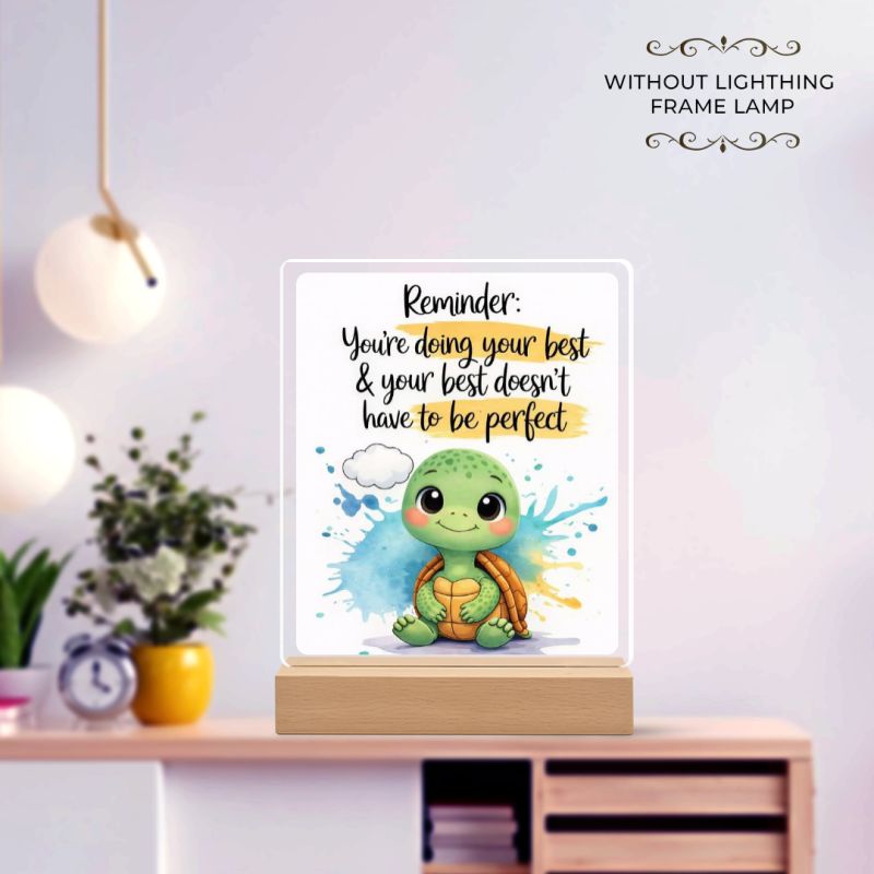 Celebrate effort, not perfection! Display this wooden-base acrylic plaque as a daily reminder to do your best without pressure.