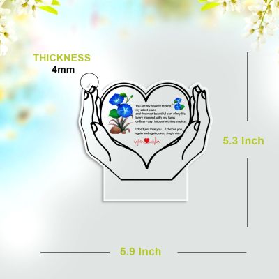 “You Are My Favorite Feeling” Acrylic Heart design Plaque with Wooden Base gift for her him