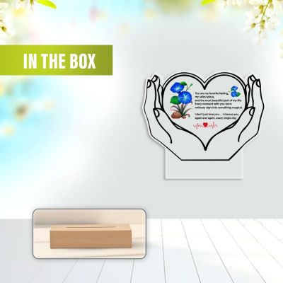 “You Are My Favorite Feeling” Acrylic Heart design Plaque with Wooden Base gift for her him