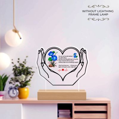 “You Are My Favorite Feeling” Acrylic Heart design Plaque with Wooden Base gift for her him