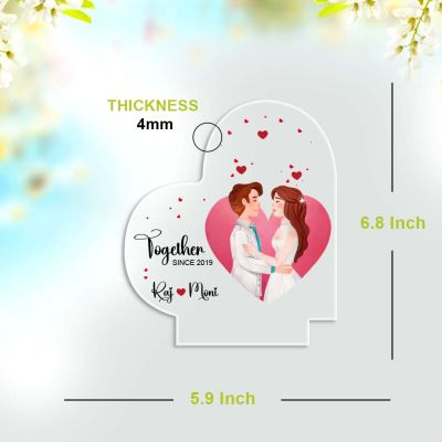 Personalized “Together Since” Heart Acrylic Plaque – Custom Names & Date, Romantic Desk Gift