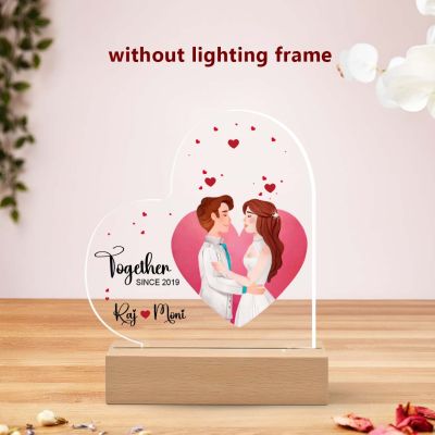 Personalized “Together Since” Heart Acrylic Plaque – Custom Names & Date, Romantic Desk Gift