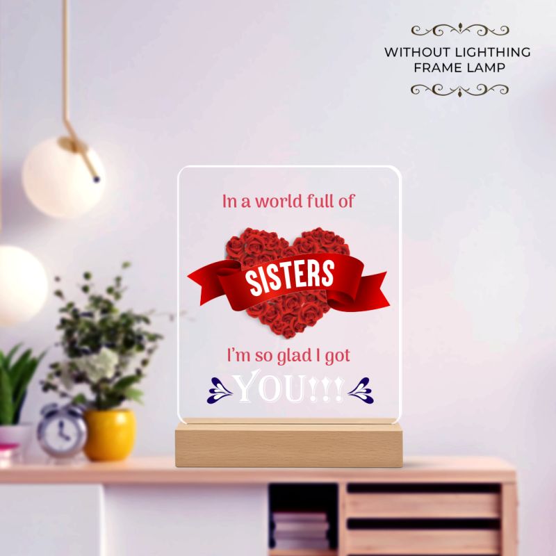 I’m So Glad I Got You” Acrylic Heart Plaque – Inspirational Birthday Gift for Sister with Wooden Base