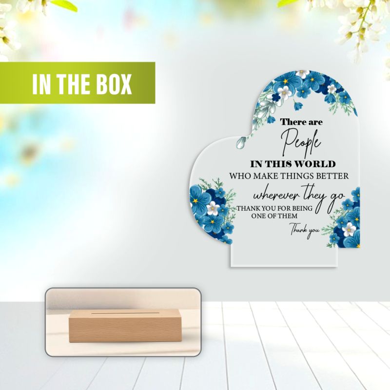 Heart-Shaped Appreciation Acrylic Plaque with Wooden Stand – Thank You Gift  for him her husband  and wife