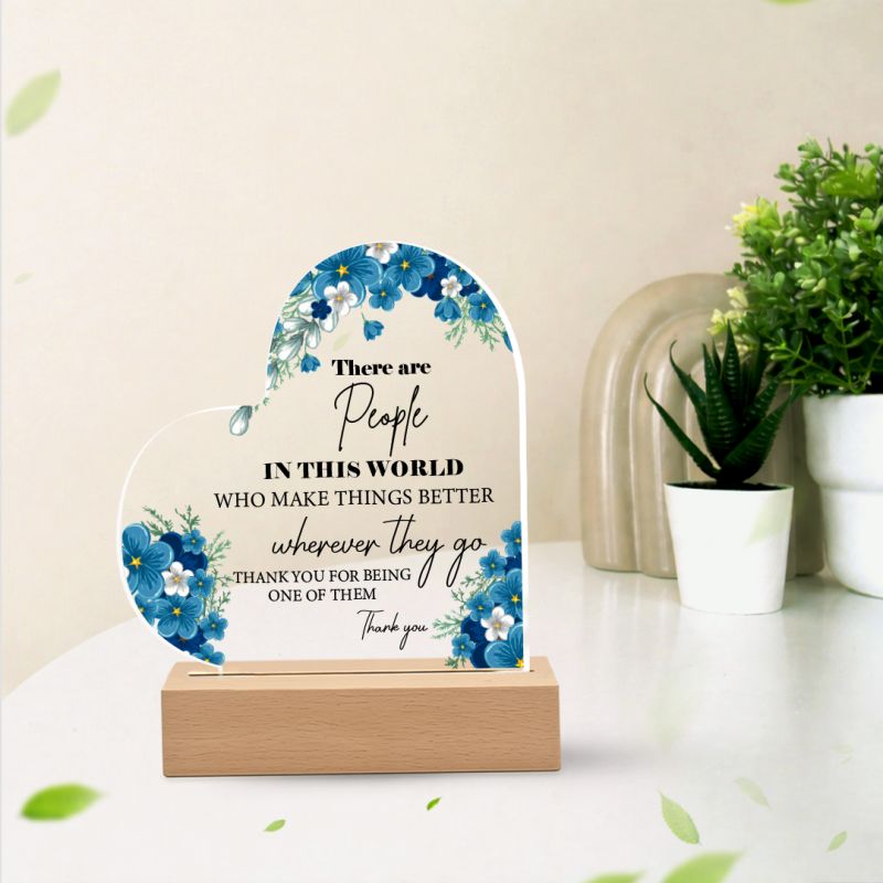 Heart-Shaped Appreciation Acrylic Plaque with Wooden Stand – Thank You Gift  for him her husband  and wife