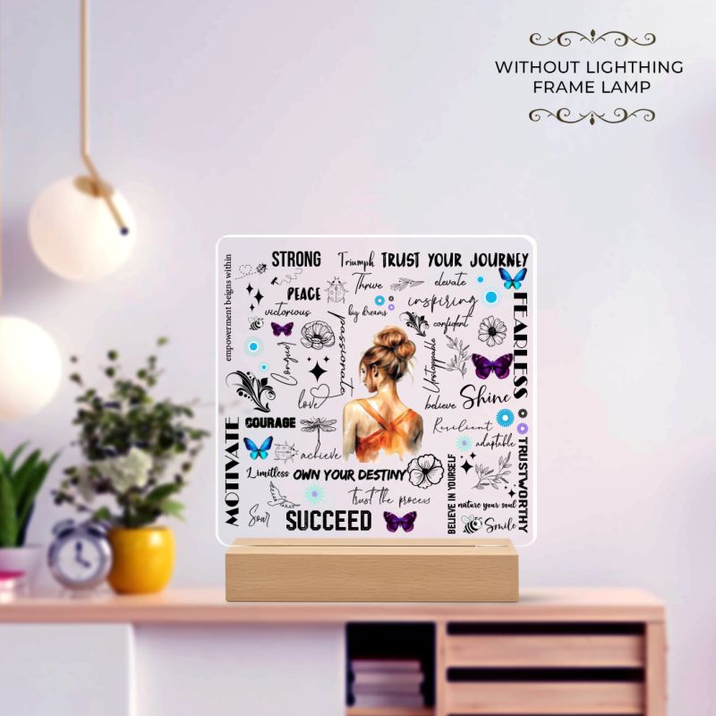 “Strong Fearless Courage” Women’s Empowerment Acrylic Plaque with Wood Stand