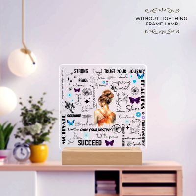 “Strong Fearless Courage” Women’s Empowerment Acrylic Plaque with Wood Stand