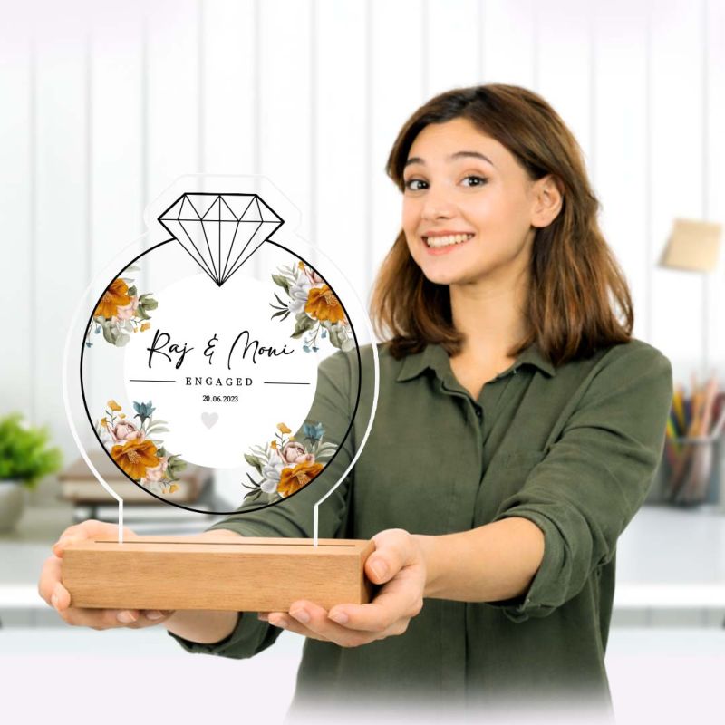 Personalized Engagement Ring Acrylic Plaque – Custom Gift