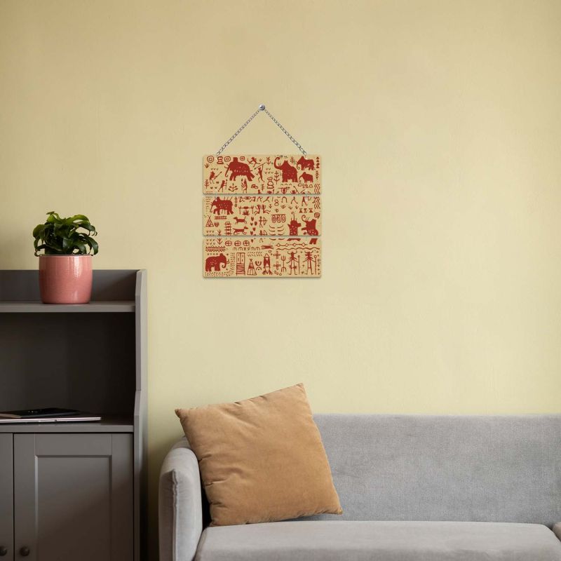 Tribal Warli Art Wooden Wall Hanging