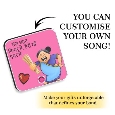 Tera Dhyan Kidhar Hai Teri Maa Idhar Hai Personalized Musical Fridge Magnet Rechargeable Gift for Mom
