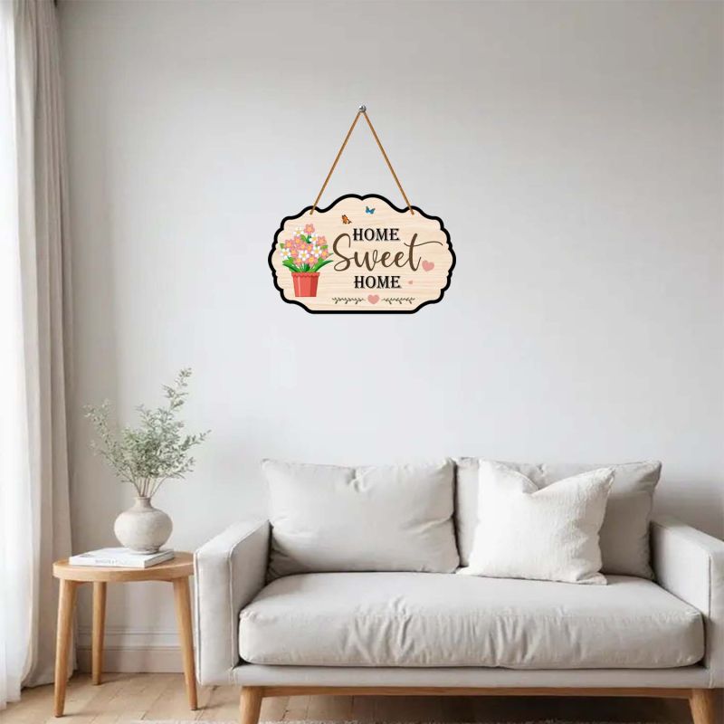 Wooden Home Sweet Home Wall Hanging Floral Butterfly Wall Decor
