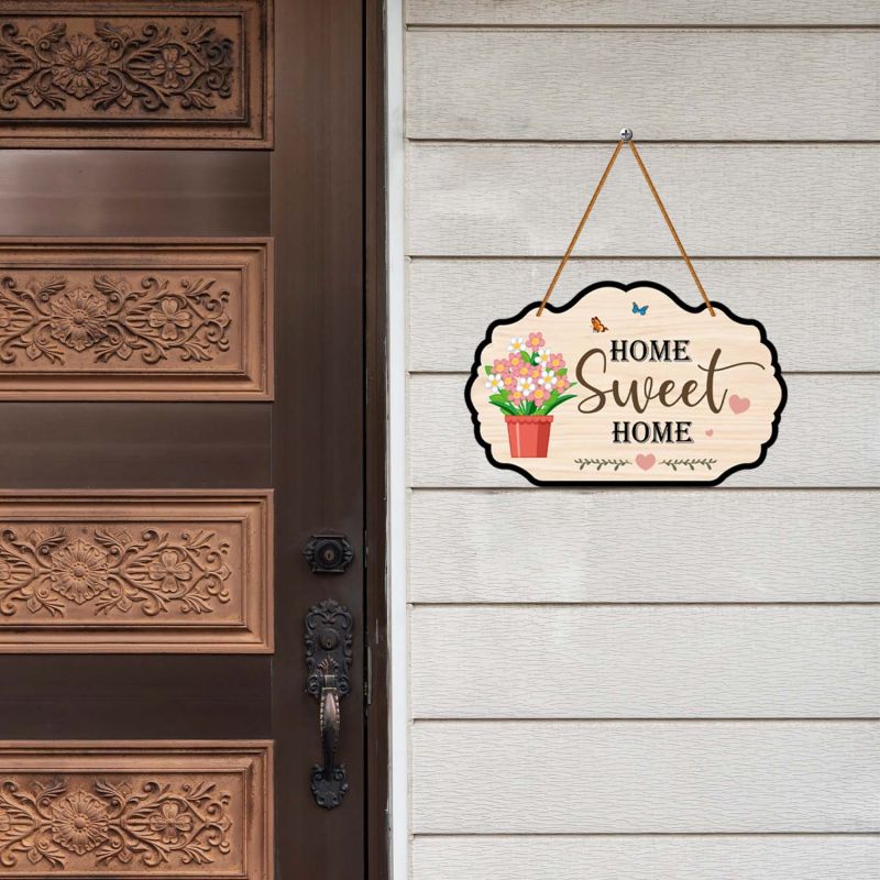 Wooden Home Sweet Home Wall Hanging Floral Butterfly Wall Decor