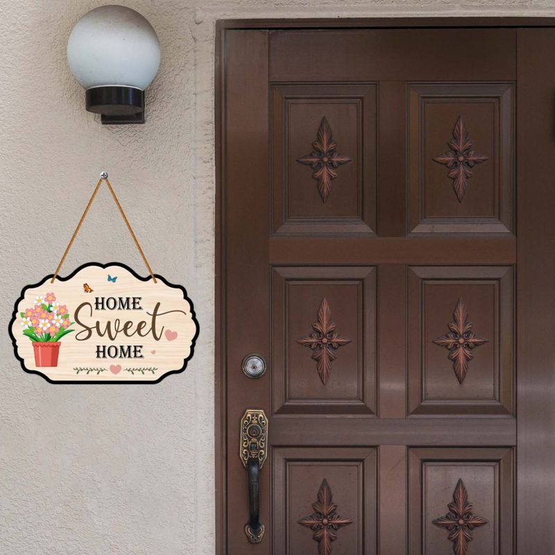Wooden Home Sweet Home Wall Hanging Floral Butterfly Wall Decor