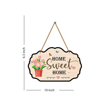 Wooden Home Sweet Home Wall Hanging Floral Butterfly Wall Decor