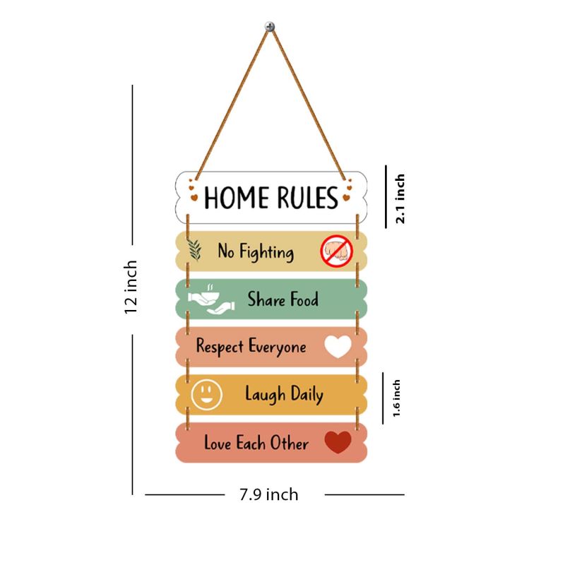 Wooden Family Rules Wall Hanging Motivational Quote Wall Decor