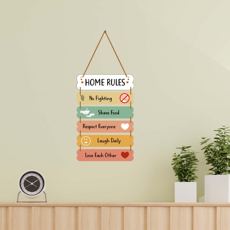 Wooden Family Rules Wall Hanging Motivational Quote Wall Decor