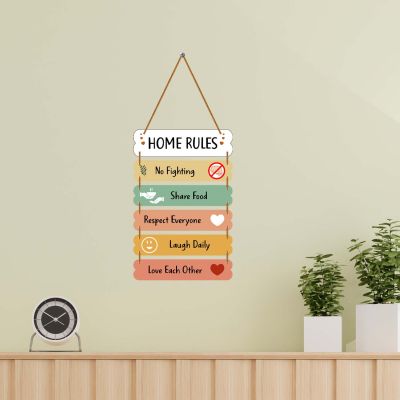 Wooden Family Rules Wall Hanging Motivational Quote Wall Decor