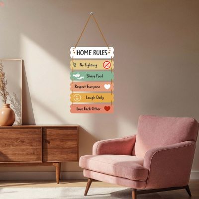Wooden Family Rules Wall Hanging Motivational Quote Wall Decor