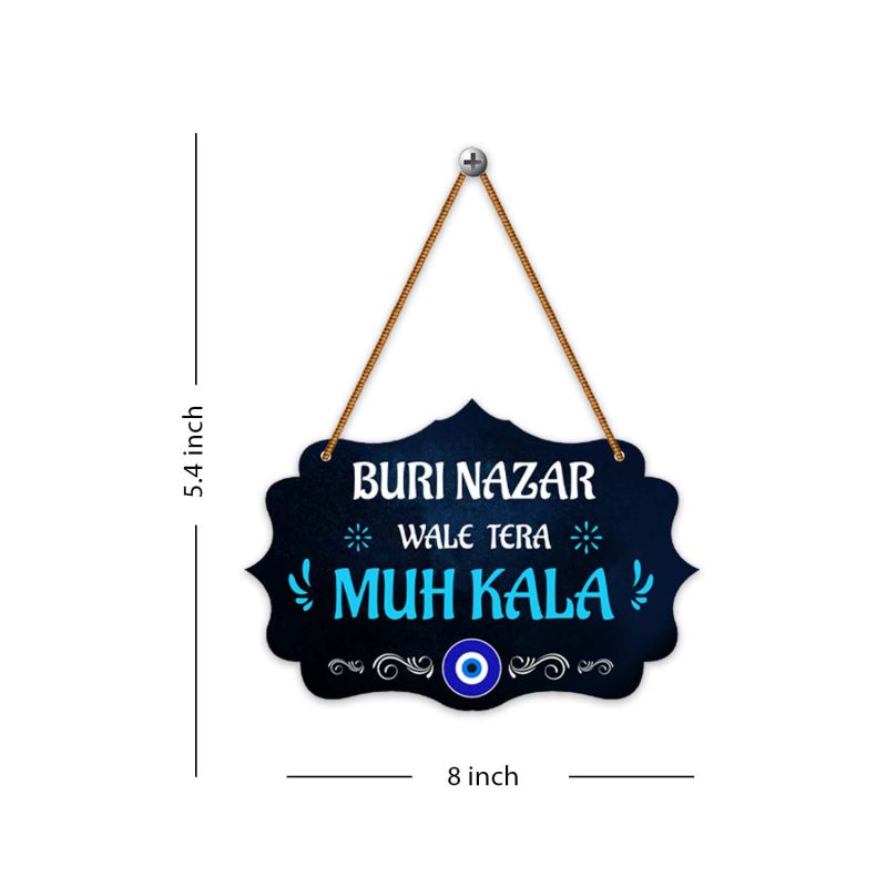 Buri Nazar Wale Tera Muh Kala Wall Hanging Evil Eye Protection Decor for Home & Office