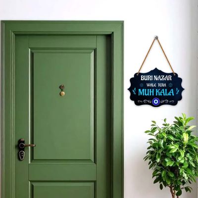 Buri Nazar Wale Tera Muh Kala Wall Hanging Evil Eye Protection Decor for Home & Office