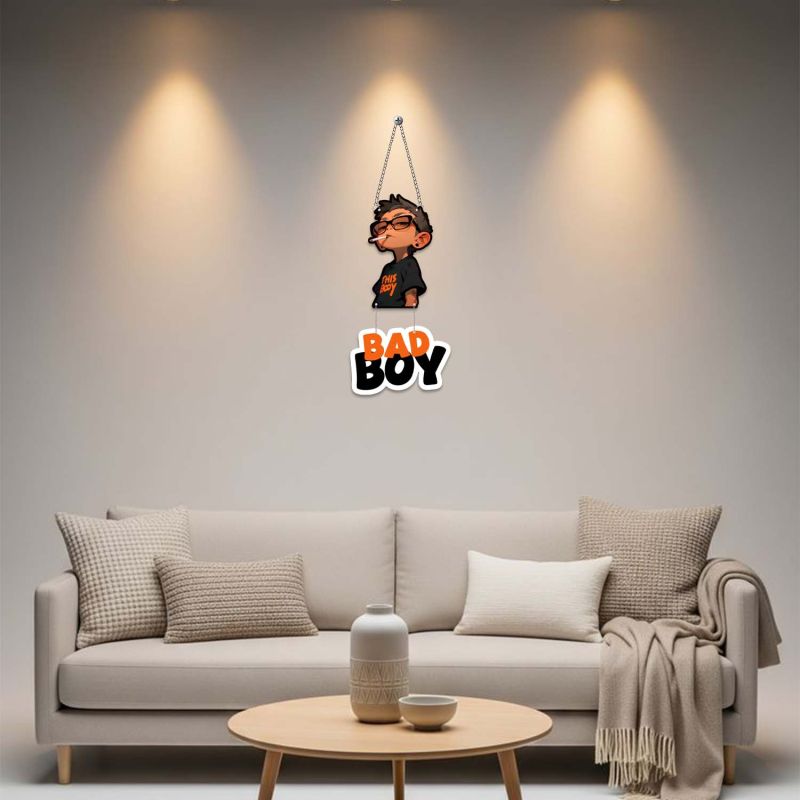 Bad Boy Wooden Wall Hanging Funny Decorative Wall Art for Boys’ Room & Home