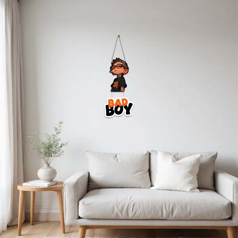 Bad Boy Wooden Wall Hanging Funny Decorative Wall Art for Boys’ Room & Home