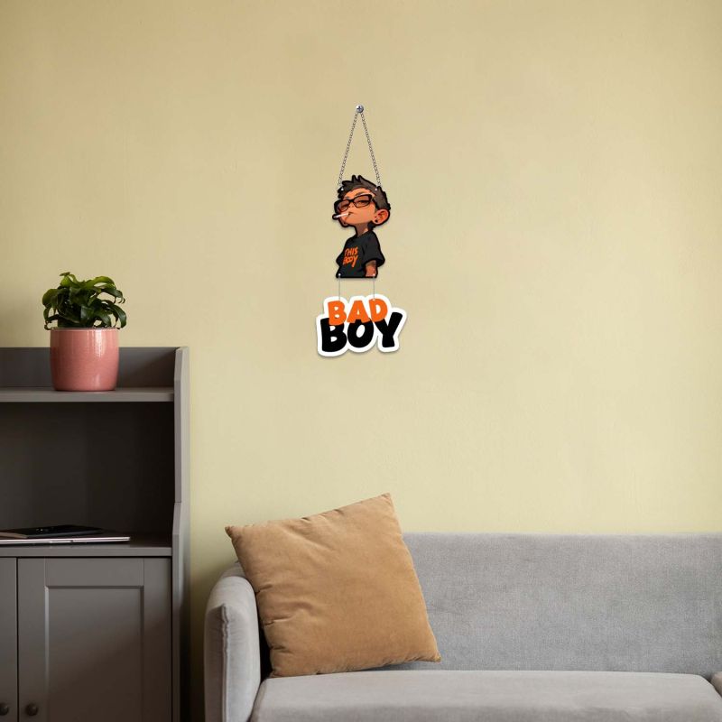 Bad Boy Wooden Wall Hanging Funny Decorative Wall Art for Boys’ Room & Home