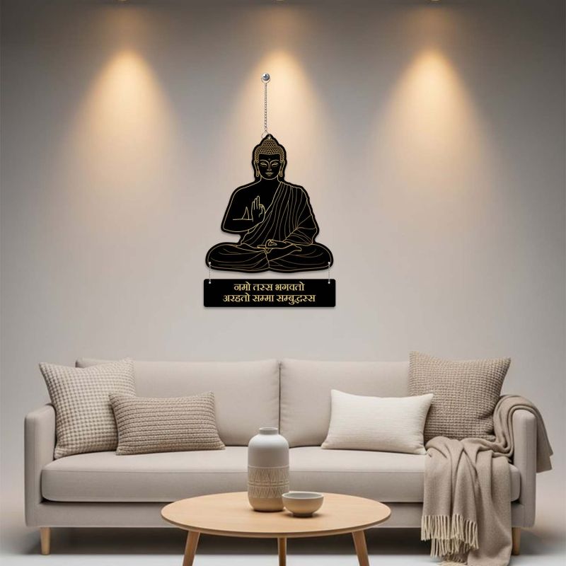 Buddha Mantra Wall Hanging Spiritual Meditation Decor for Home, Office & Yoga Room