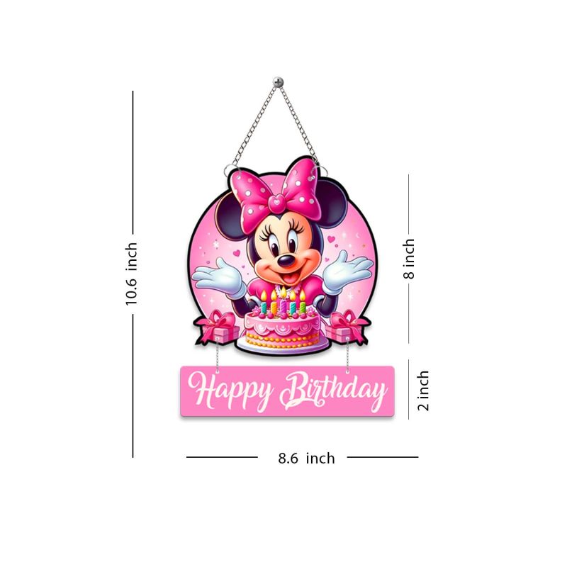 Happy Birthday Mickey Mouse Wooden Wall Hanging Cartoon Decor for Kids’ Room & Birthday Parties
