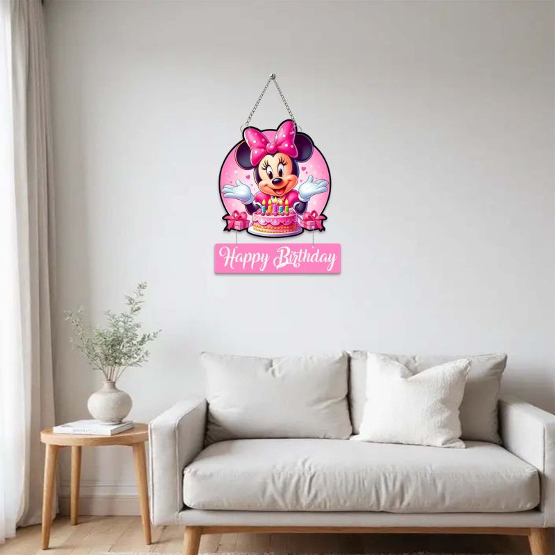 Happy Birthday Mickey Mouse Wooden Wall Hanging Cartoon Decor for Kids’ Room & Birthday Parties