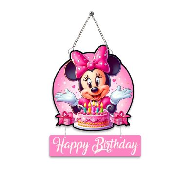 Happy Birthday Mickey Mouse Wooden Wall Hanging Cartoon Decor for Kids’ Room & Birthday Parties