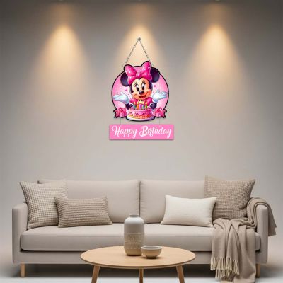 Happy Birthday Mickey Mouse Wooden Wall Hanging Cartoon Decor for Kids’ Room & Birthday Parties