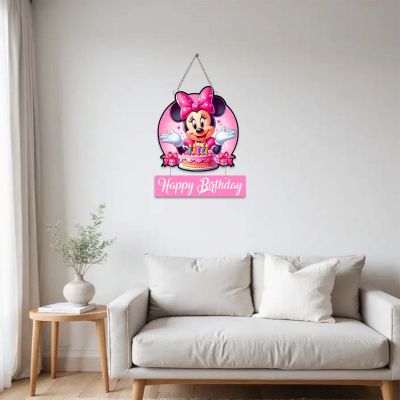 Happy Birthday Mickey Mouse Wooden Wall Hanging Cartoon Decor for Kids’ Room & Birthday Parties