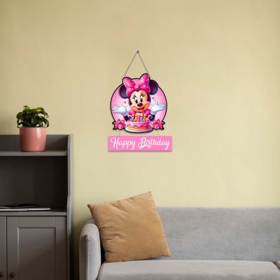 Happy Birthday Mickey Mouse Wooden Wall Hanging Cartoon Decor for Kids’ Room & Birthday Parties