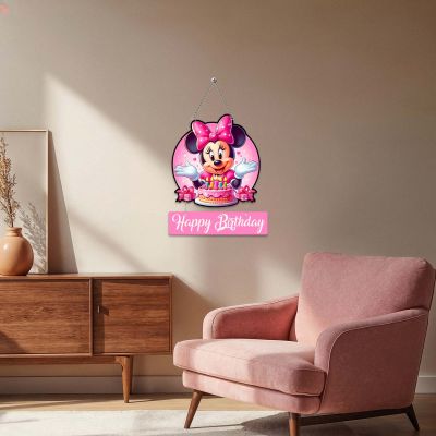 Happy Birthday Mickey Mouse Wooden Wall Hanging Cartoon Decor for Kids’ Room & Birthday Parties
