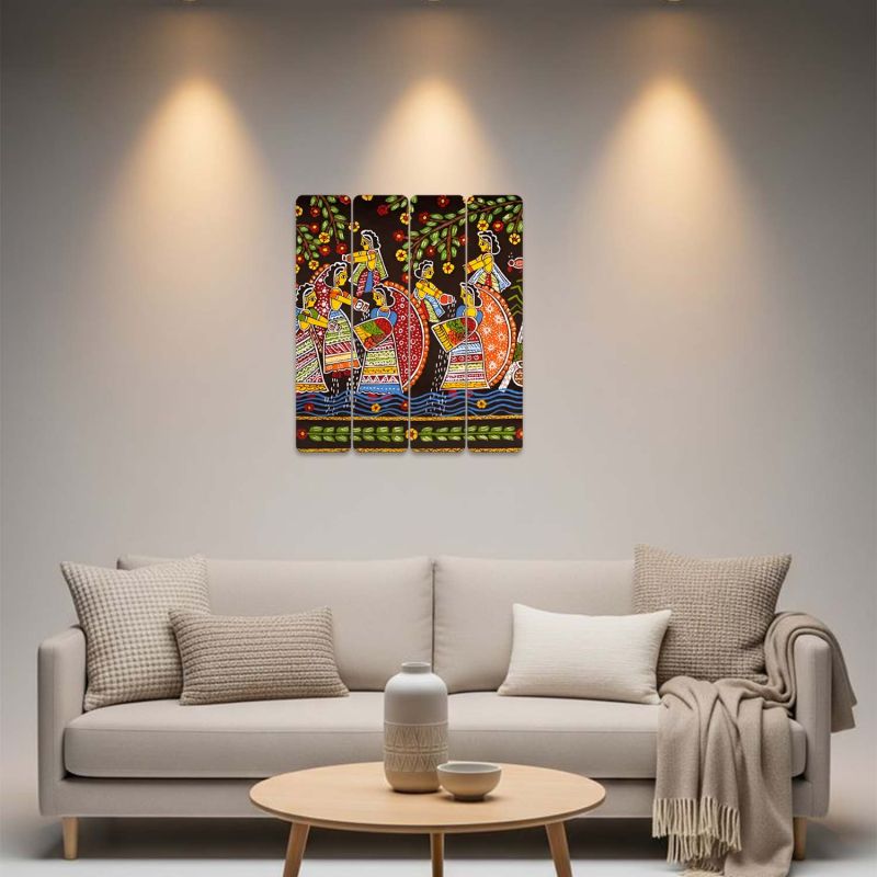 Traditional Madhubani Art Wall Hanging – Ethnic Indian Folk Art Mural