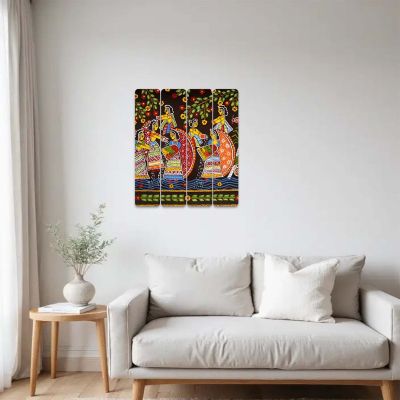 Traditional Madhubani Art Wall Hanging – Ethnic Indian Folk Art Mural