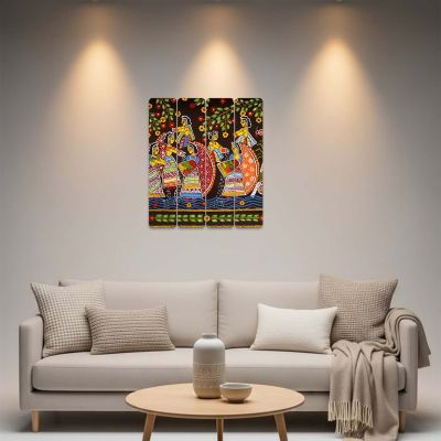 Traditional Madhubani Art Wall Hanging – Ethnic Indian Folk Art Mural