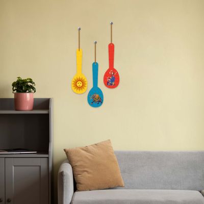 Madhubani Art Spoon Wall Hanging Set of 3 Wooden Décor
