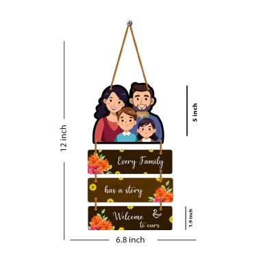 Every Family Has a Story Wooden Wall Hanging Decorative Welcome Sign for Living Room & Home Entrance