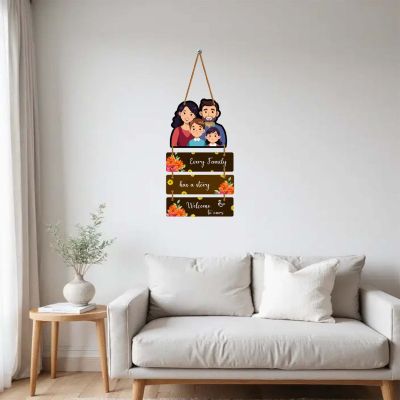 Every Family Has a Story Wooden Wall Hanging Decorative Welcome Sign for Living Room & Home Entrance