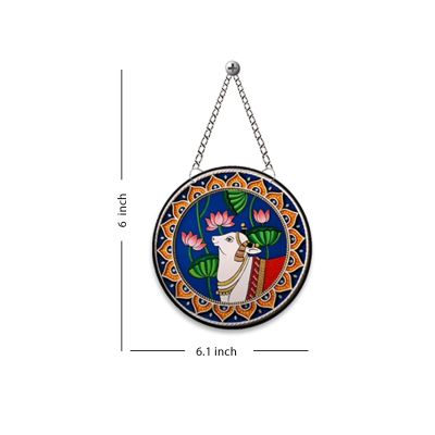 raditional Pichwai Cow Wall Hanging Set of 3 Kamdhenu & Lotus Art