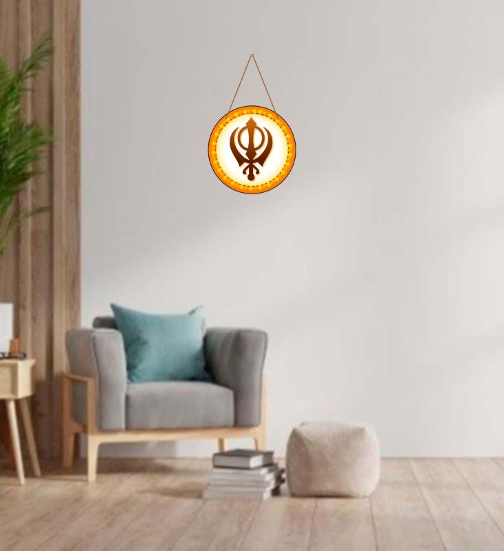 Divine Sikh Khanda Wooden Wall Hanging Spiritual Punjabi Religious Decorative Wall Art