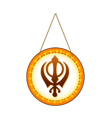 Divine Sikh Khanda Wooden Wall Hanging Spiritual Punjabi Religious Decorative Wall Art