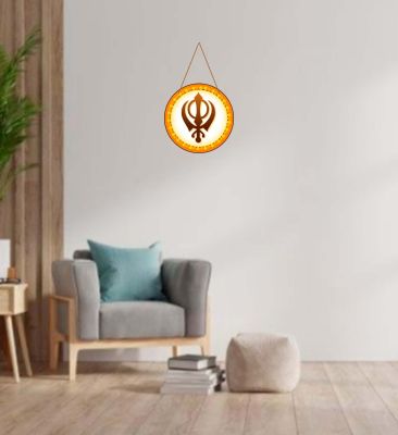 Divine Sikh Khanda Wooden Wall Hanging Spiritual Punjabi Religious Decorative Wall Art