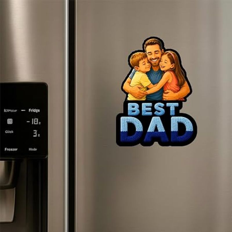 Personalized Best Dad Photo Fridge Magnet Refrigerator Door Decor Fathers Day & Birthday Gift for Papa