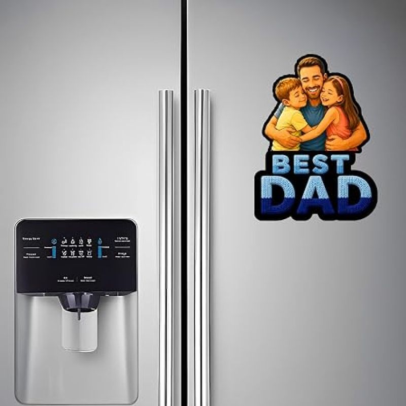 Personalized Best Dad Photo Fridge Magnet Refrigerator Door Decor Fathers Day & Birthday Gift for Papa