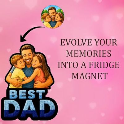 Personalized Best Dad Photo Fridge Magnet Refrigerator Door Decor Fathers Day & Birthday Gift for Papa