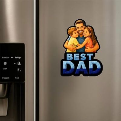 Personalized Best Dad Photo Fridge Magnet Refrigerator Door Decor Fathers Day & Birthday Gift for Papa